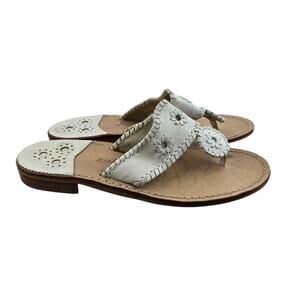 Jack Rogers Sandals Womens 9 Palm Beach White Leather Thong Slip On Coastal Prep
